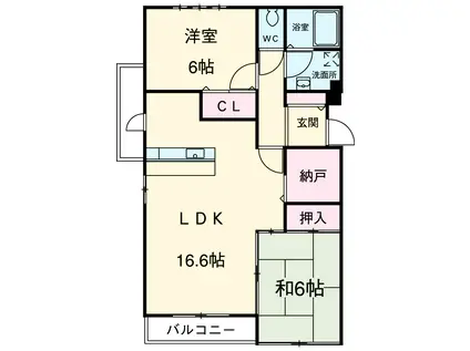 セントラルカミヤシロ(2SLDK/2階)の間取り写真