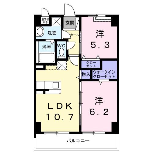ヴィラ レグルスⅡ(2LDK/1階)の間取り写真