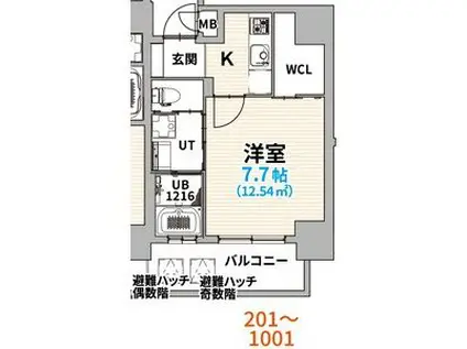 GRANVIA丸の内フリーレント他中(1SK/8階)の間取り写真