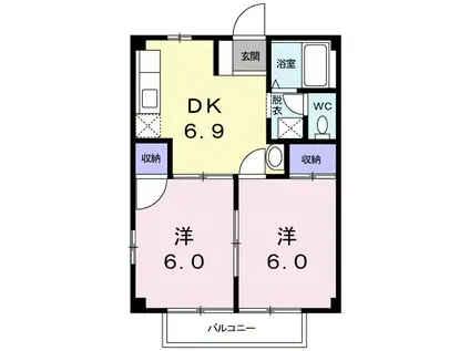ドルミール光洋A(2DK/1階)の間取り写真