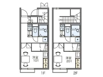 レオパレスグランロシェ(1K/1階)の間取り写真