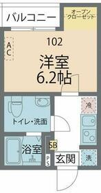 カインドネス小田急相模原サウス(1K/1階)の間取り写真