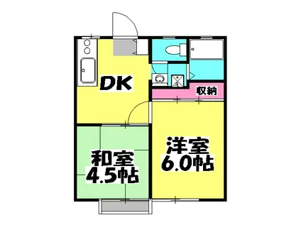 武蔵野ハイツ3号棟(2DK/2階)の間取り写真