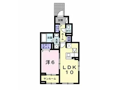 サンヴェール長者ヶ台 Ⅱ(1LDK/1階)の間取り写真