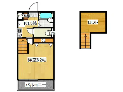 グランドフォレスト生田(1K/1階)の間取り写真