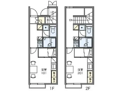レオパレス旭2(1K/2階)の間取り写真