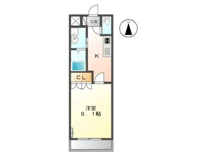 ル レーヴ(1K/2階)の間取り写真