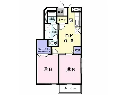 ウエストコリーヌK(2DK/1階)の間取り写真