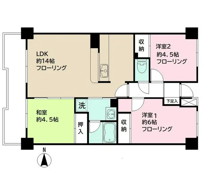 柏台グリーンヒルズ 4階階 間取り