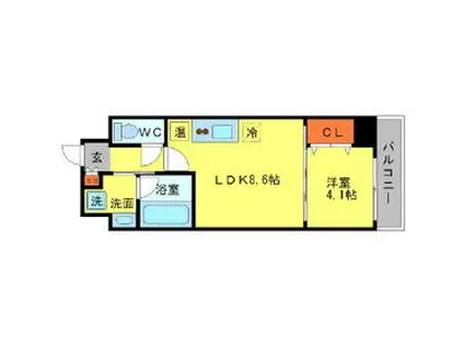 箕面PLEASANT(1LDK/3階)の間取り写真