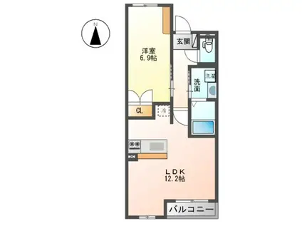 スカイエム(1LDK/3階)の間取り写真
