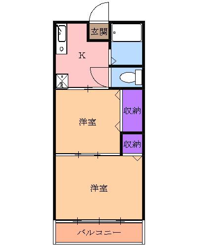 カーサー宇都宮(2K/2階)の間取り写真