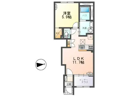 大塚町アパートB棟(1LDK/1階)の間取り写真