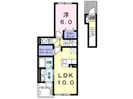 プラシード A(1LDK/2階)の間取り写真