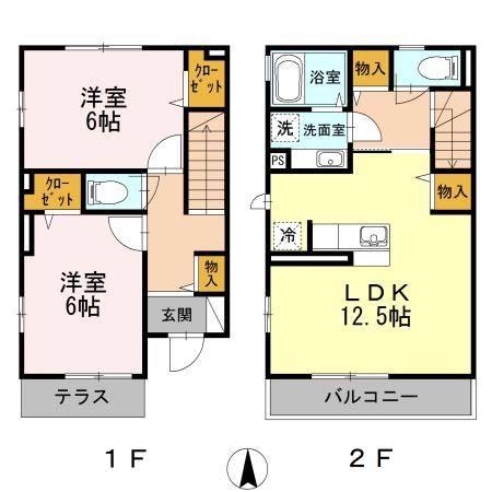 De Tsu 　Jouer(ジューイ)(2LDK)の間取り写真