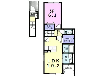 ネオ レクサス Ⅱ(1LDK/2階)の間取り写真