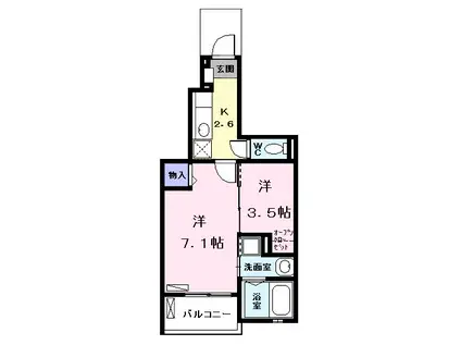 プリムローズⅢ(2K/1階)の間取り写真