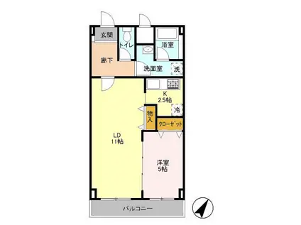 グラッツィア新千葉(1LDK/3階)の間取り写真