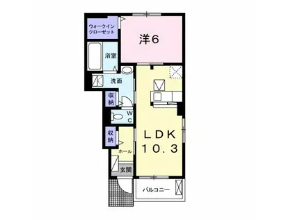 アンジュ レーヴ Ⅰ(1LDK/1階)の間取り写真