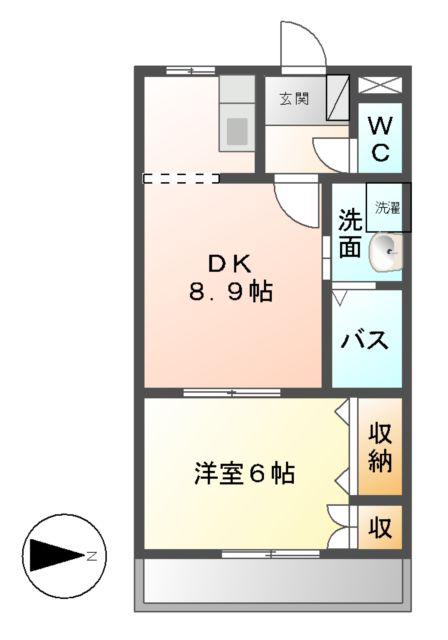 ムーンレインボー(1DK/2階)の間取り写真