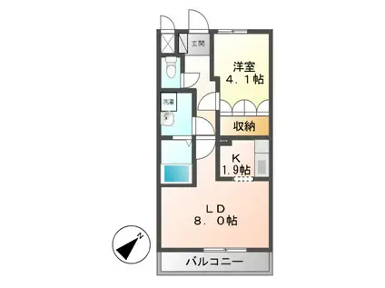 メゾン・ド・ピュア(1LDK/2階)の間取り写真