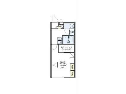 レオパレスもろのき(1K/2階)の間取り写真