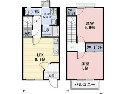 ハートブランシェＡ(2LDK)の間取り写真