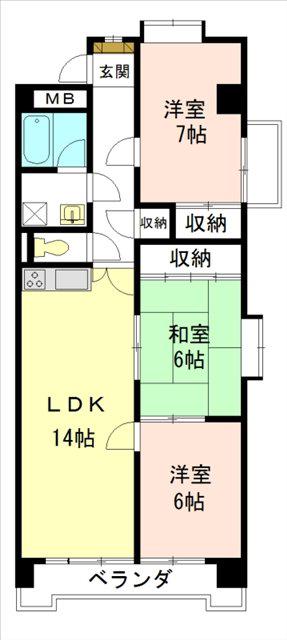 グリーンヒルズ(3LDK/1階)の間取り写真