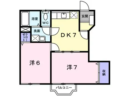 サンパティーク(2DK/1階)の間取り写真