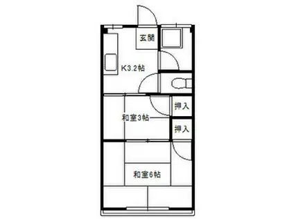 太田荘(2K/2階)の間取り写真