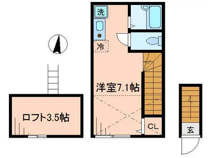 バーミープレイス西新井2(ワンルーム/2階)の間取り写真