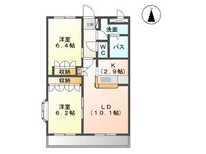 プリオールⅡ(2LDK/2階)の間取り写真