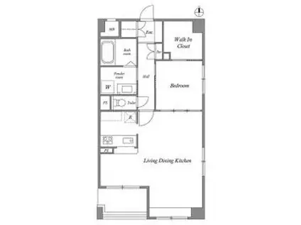 CASSIA江坂(1LDK/4階)の間取り写真