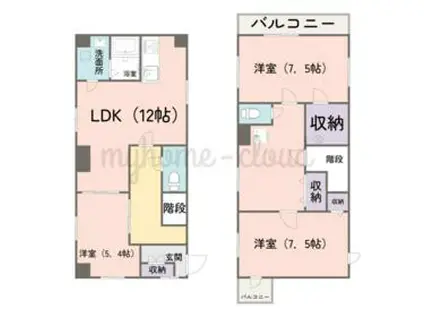 関口コーポ(4LDK/1階)の間取り写真