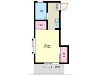 ベルハイツ(ワンルーム/2階)の間取り写真