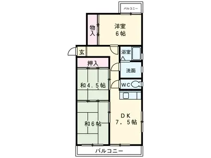 マンションHU(3DK/3階)の間取り写真
