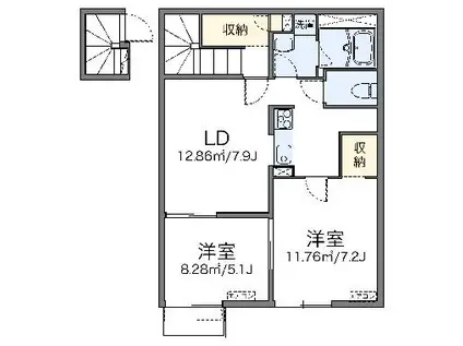 レオネクストエスペランサ(2LDK/2階)の間取り写真