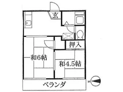 上野ハイツB棟(2DK/1階)の間取り写真