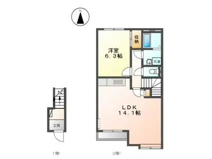 フォレスト ヴィラ パート2(1LDK/2階)の間取り写真