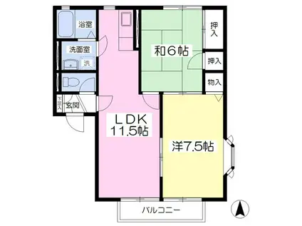 グリーンパレスA(2LDK/1階)の間取り写真