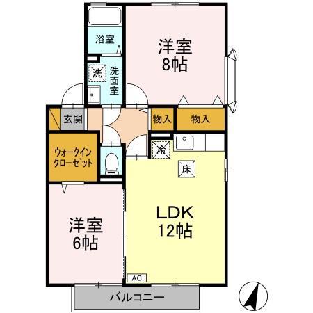 リヴェールA(2LDK/1階)の間取り写真