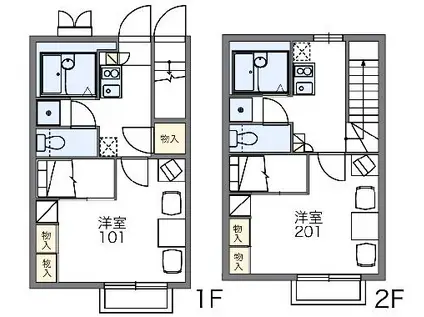 レオパレスウェーブトップ川花(1K/1階)の間取り写真
