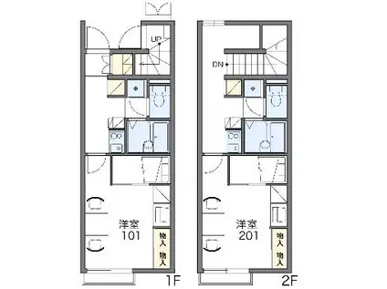 レオパレスディアコートB(1K/1階)の間取り写真