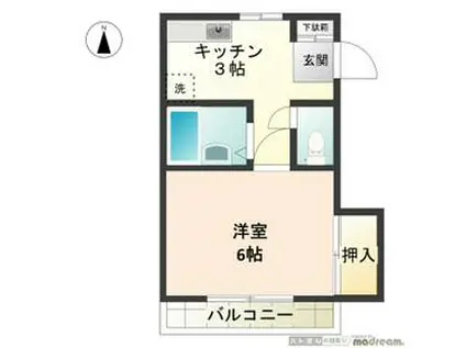 石橋ハイツ(1K/2階)の間取り写真