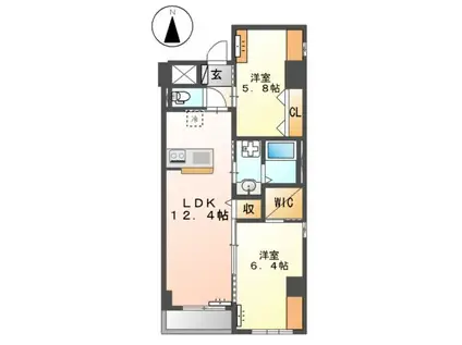 キーファ(2LDK/2階)の間取り写真
