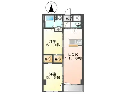 キーファ(2LDK/4階)の間取り写真