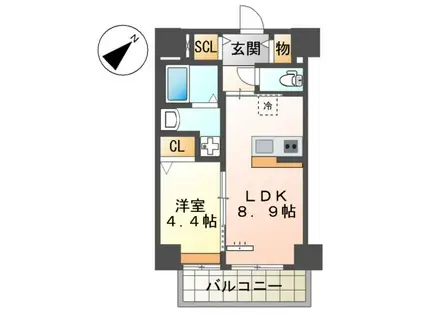 セラヴィ箱崎(1LDK/3階)の間取り写真