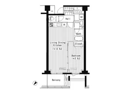 PRIME URBAN 東中野 COUR(1LDK/5階)の間取り写真