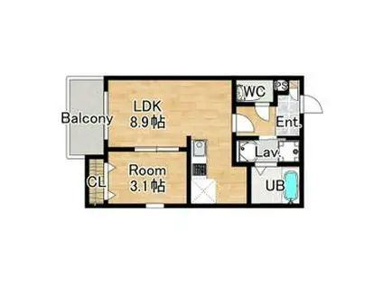 ジーメゾン港北ルシェリエ(1LDK/3階)の間取り写真