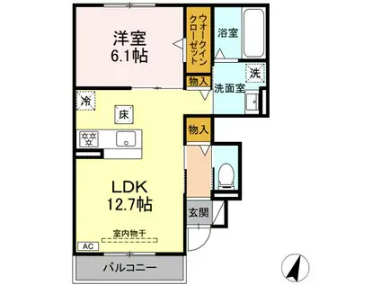 シャトーアサヒⅦ(1LDK/1階)の間取り写真